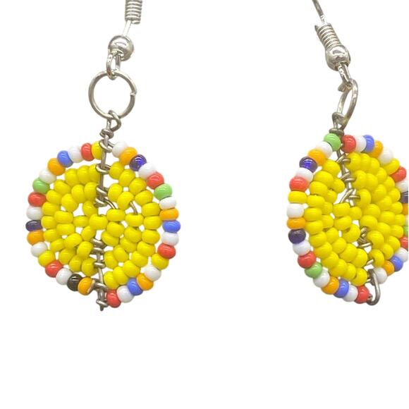 NWOT Yellow Beaded Necklace and Earring Set - Picture 7 of 7